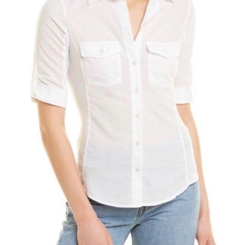 James Perse Sheer Slub Side Panel Button Front Shirt